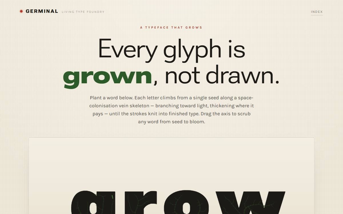 Preview of Germinal, Generative typography
