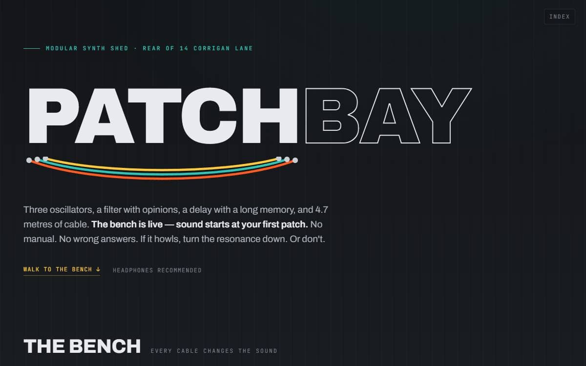 Preview of Patchbay, WebAudio instrument